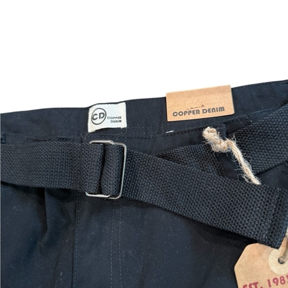 Copper Denim Cargo Men’s Belted Black Shorts Size 34 Casual leisure relaxed NWT - Picture 2 of 7